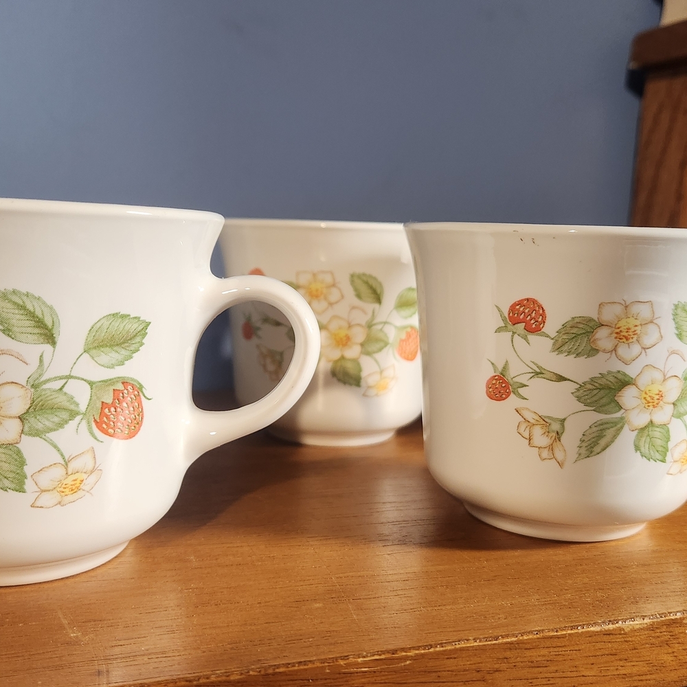 Corningware White Mugs with Floral Design